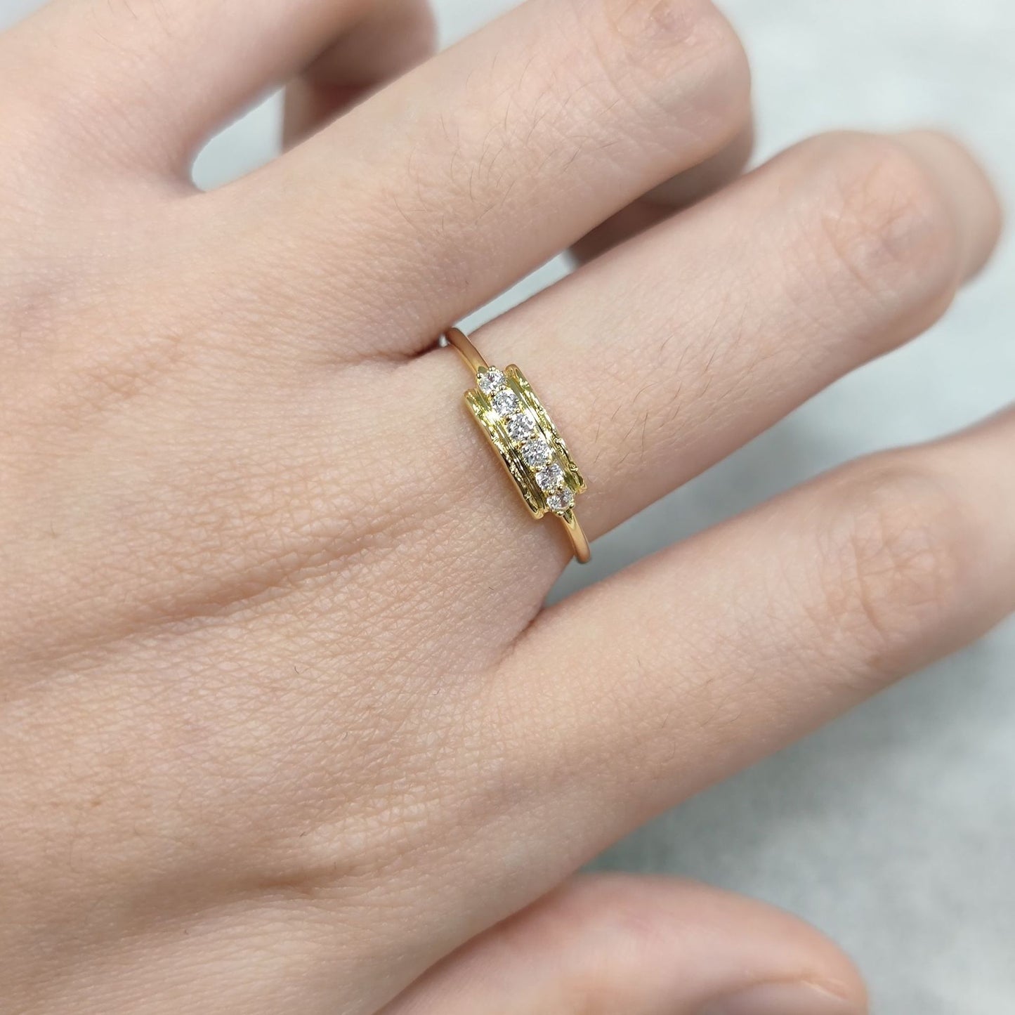 European And American Style Ring S925 Sterling Silver Inlaid With Moissanite Golden Dawn Series Gold Ring