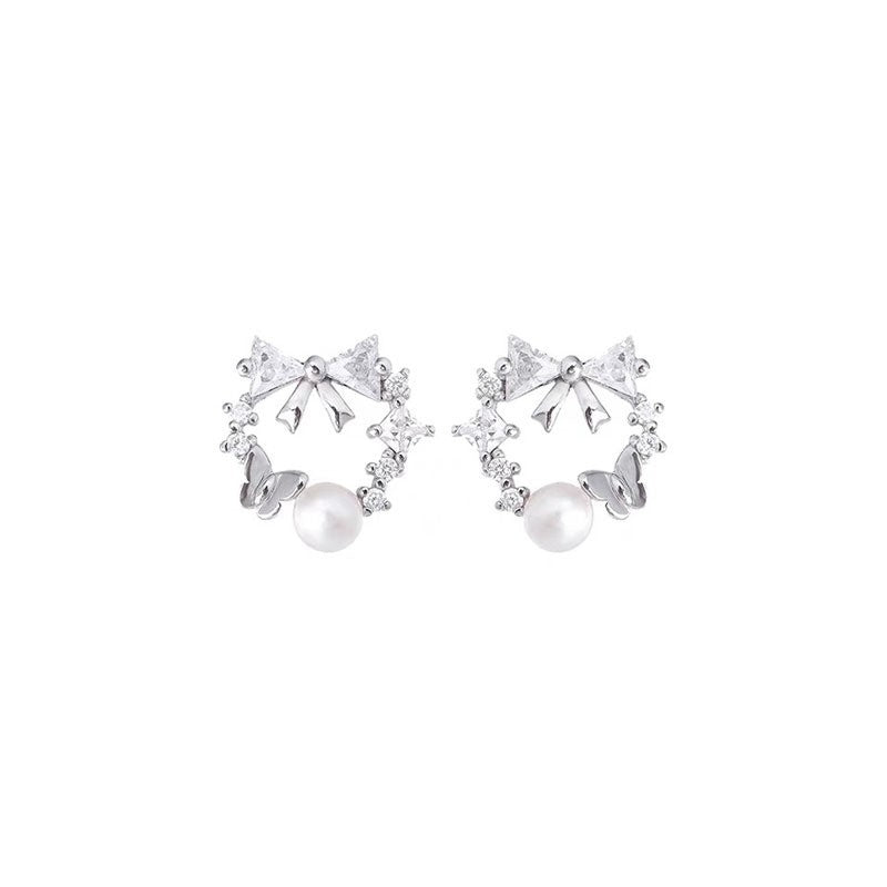 Butterfly Pearl 925 Sterling Silver Women's Earrings