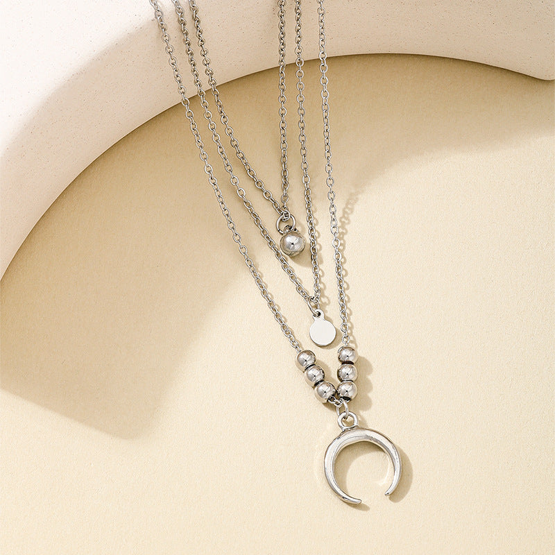 Planderful Vienna Verve Necklace – Stylish Three-Layer Fringed Crescent Moon Design