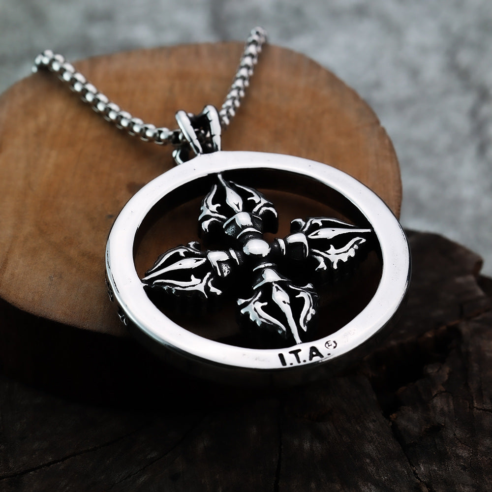 Round Geometric Stainless Steel Men's Pendant Necklace