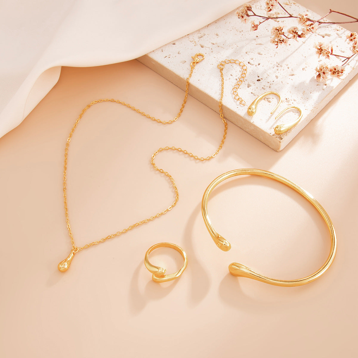 Teardrop Necklace, Bracelet, Earrings & Ring Set