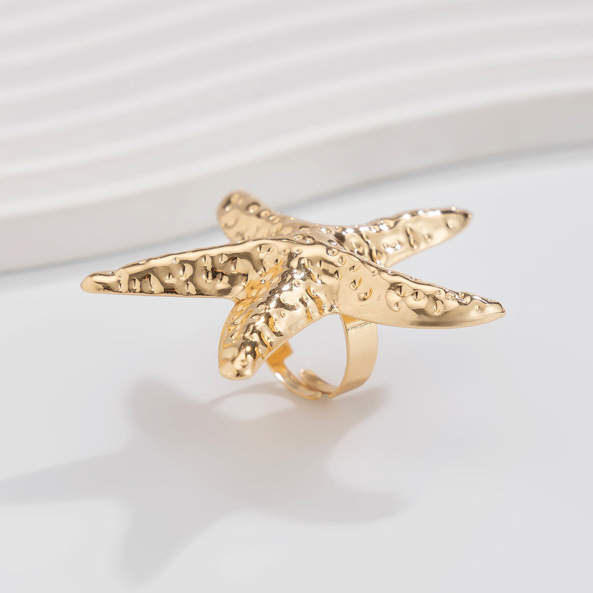 Planderful Vienna Verve Ring – Adjustable Beach-Inspired Design with Starfish and Pearl Accents