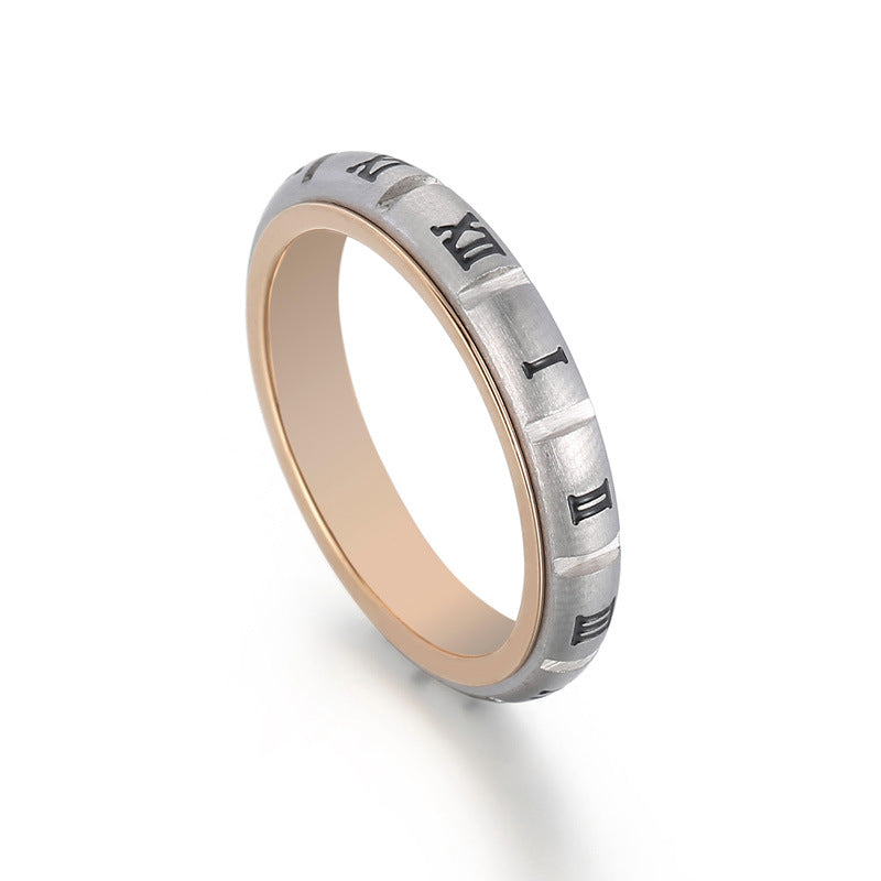 Couple Ring, Japanese And Korean Creative Stainless Steel Sand Surface Can Be Rotated