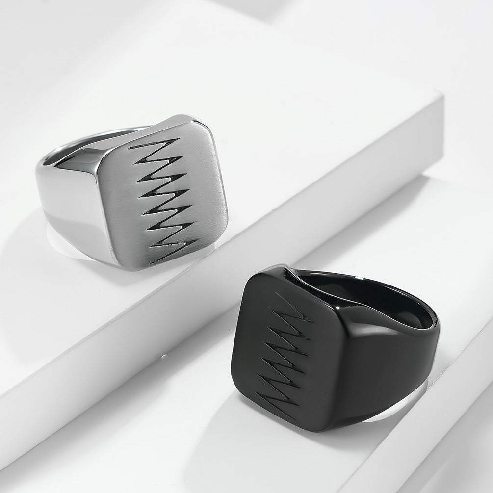 Sewing Cracks Matte Stainless Steel Ring Men's Stainless Steel Black