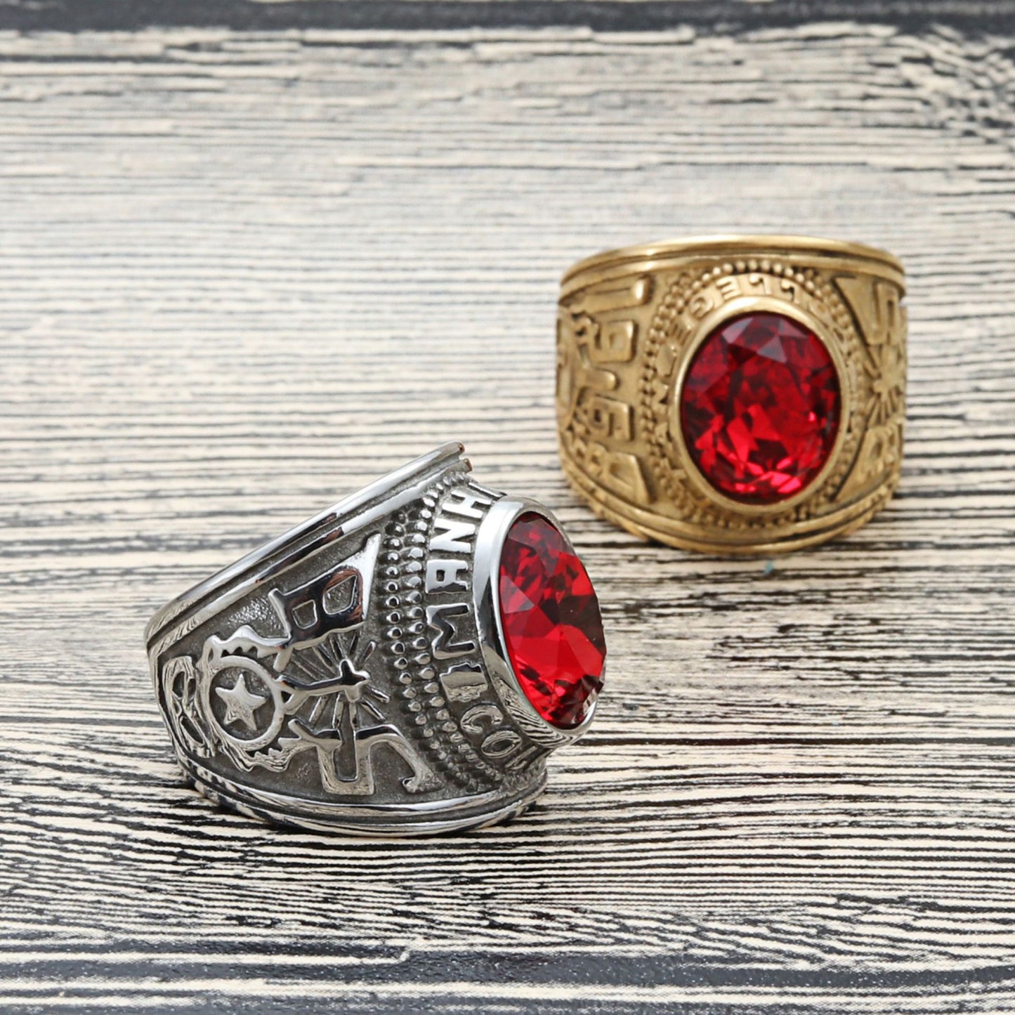Planderful Titanium Steel MultiColor Zircon Ring For Men Unisex Retro Punk Style Eagle Design