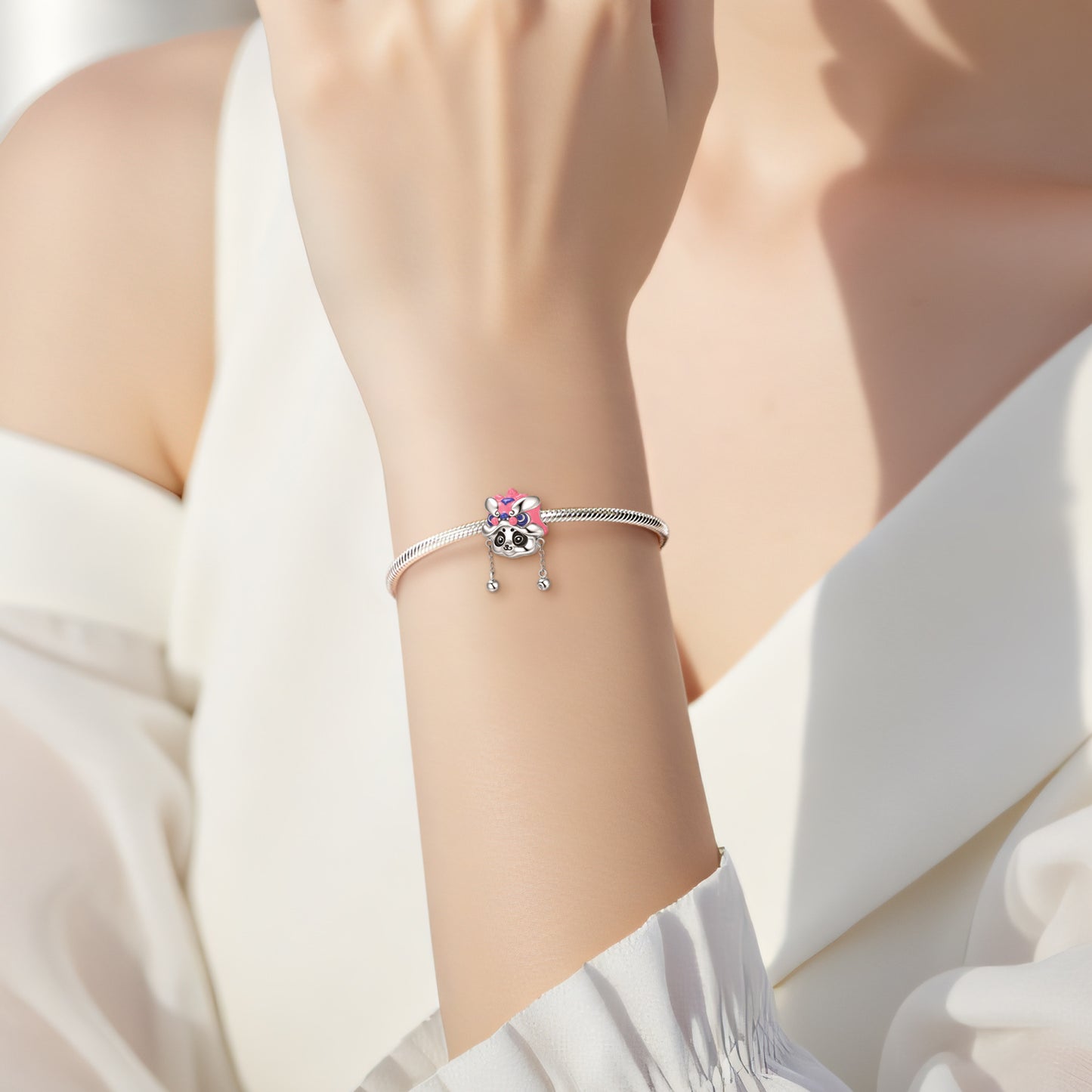 Planderful Jewelry Sterling Silver Beading Pendant Panda Charm National Style Lion Dance Accessory