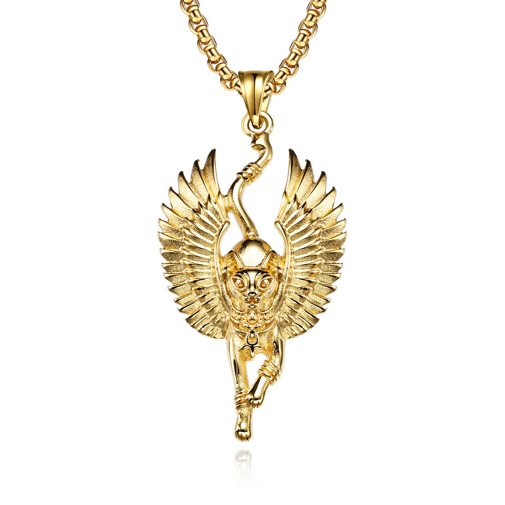Planderful Ancient Egyptian Cat God Necklace Titanium Steel Personalized For Cat Lovers
