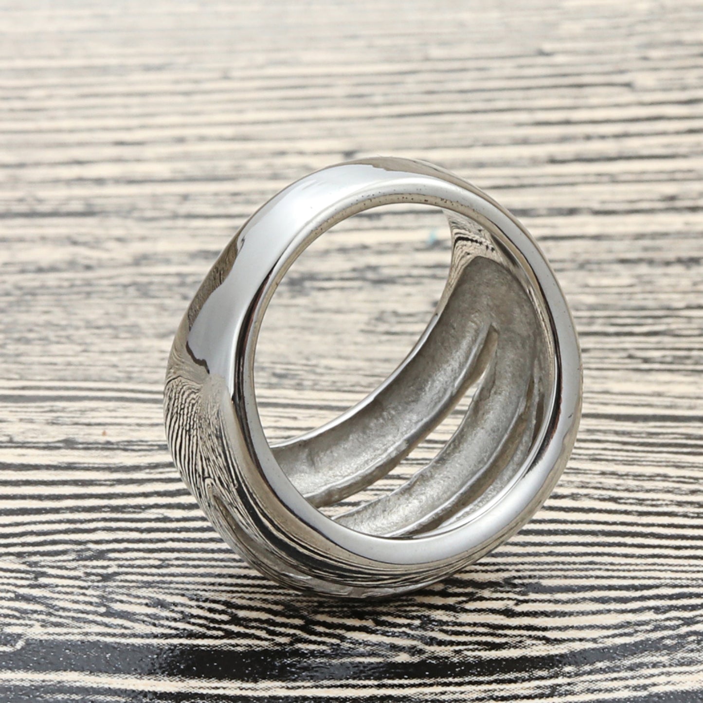 Titanium Steel Hollow Retro Ring for Men - Trendy Punk Style in European and American Design