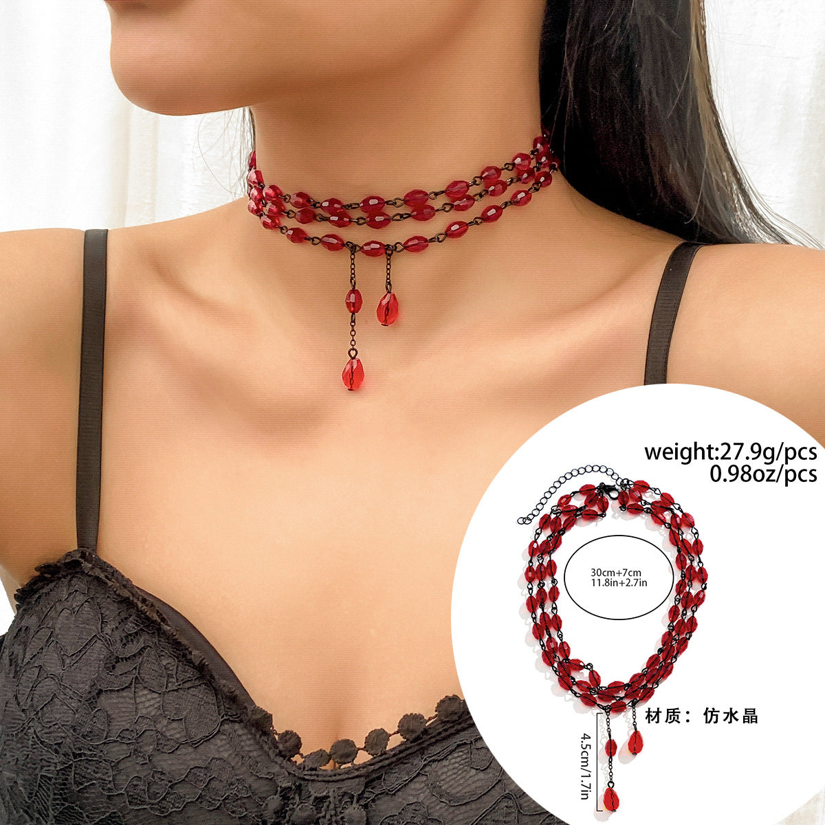 Gothic Style Multi-layer Necklace with Blood Dripping Tassels