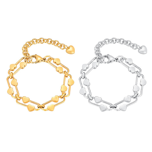 Heart Gold-Plated Stainless Steel Bracelet Unisex
