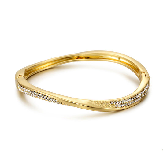 Luminous Celestial Steel Bracelet with Rhinestones and Beads