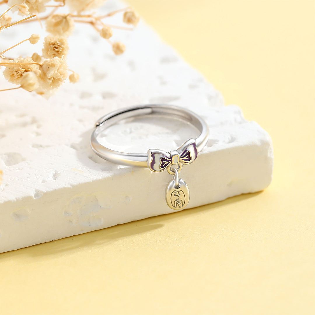 Bow Safety Ring For Women S925 Sterling Silver Adjustable Luxury Tail Ring By Planderful Everyday Genie