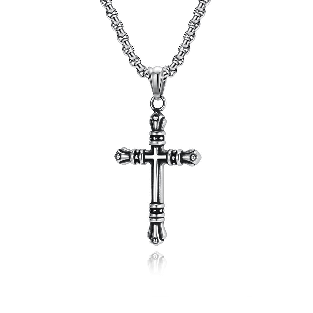 Planderful Retro Personalized Stainless Steel Cross Necklace For Men Durable Everyday Gift Pendant