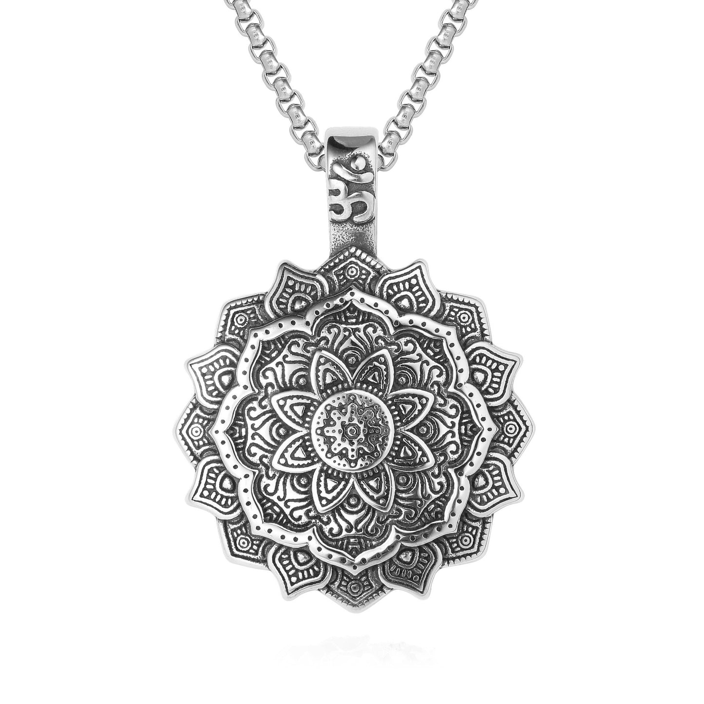 Retro Chinese Wind Lotus Amulet Pendant Titanium Steel Unisex Protection Planderful Gift For Men And Women