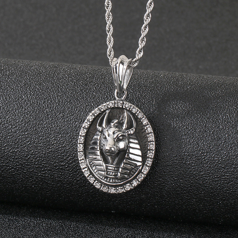 Anubis Pendant For Men Zircon Encrusted Retro Planderful
