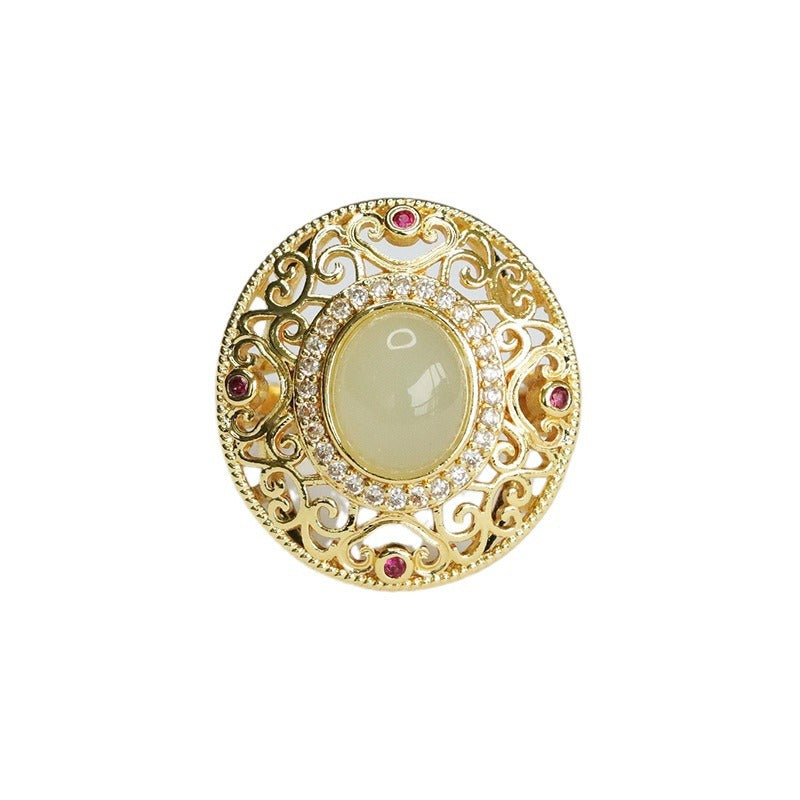 Qingshui Hetian Jade Ruyi Openwork Ring