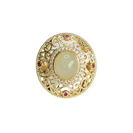 Qingshui Hetian Jade Ruyi Openwork Ring