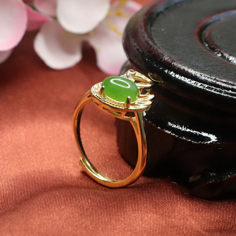 Hetian Jasper Swan Ring