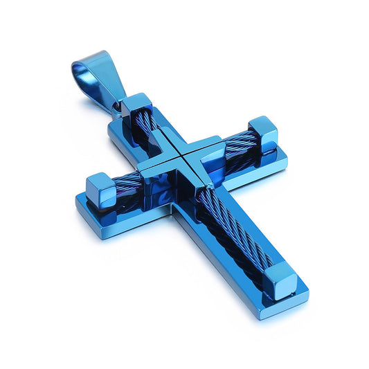 Men's Cross Pendant in Titanium Steel and Stainless Steel Jewelry