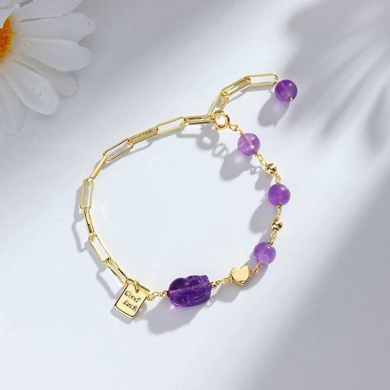 Fortune's Favor Sterling Silver Amethyst Crystal Bracelet