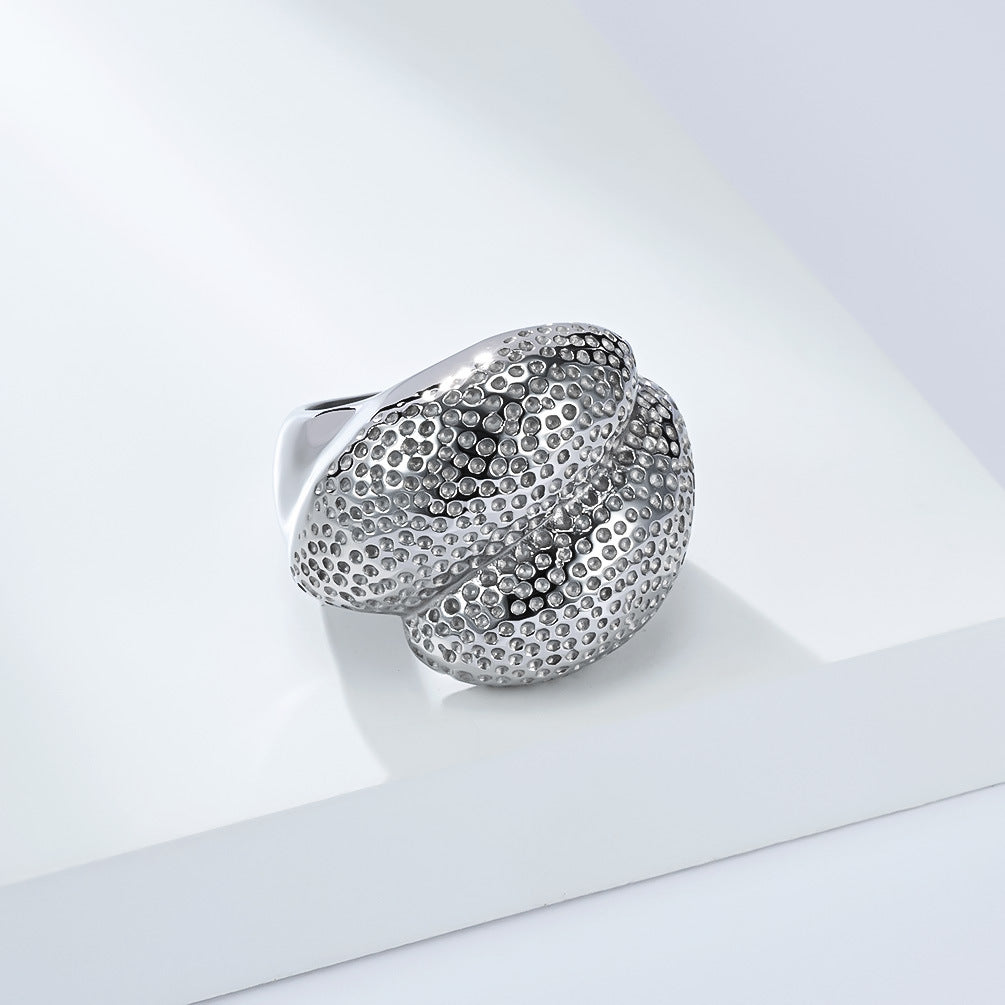 Planderful Gold Plated Titanium Steel Ring For Women Durable Non Fade Finish Light Luxury High End Jewelry