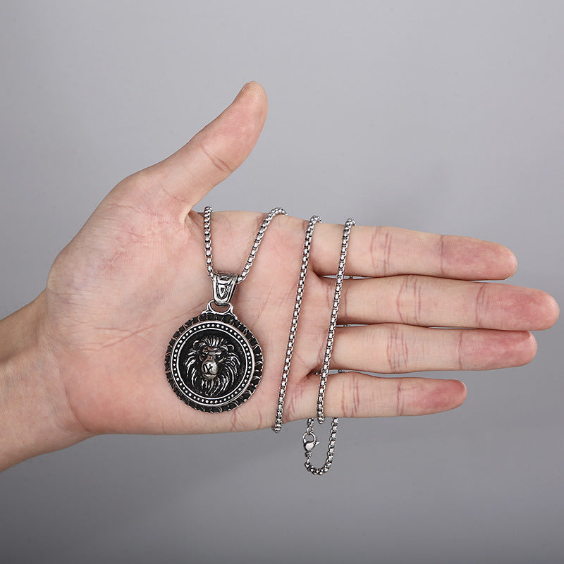 Skull and Lion Head Stainless Steel Pendant Set for Men