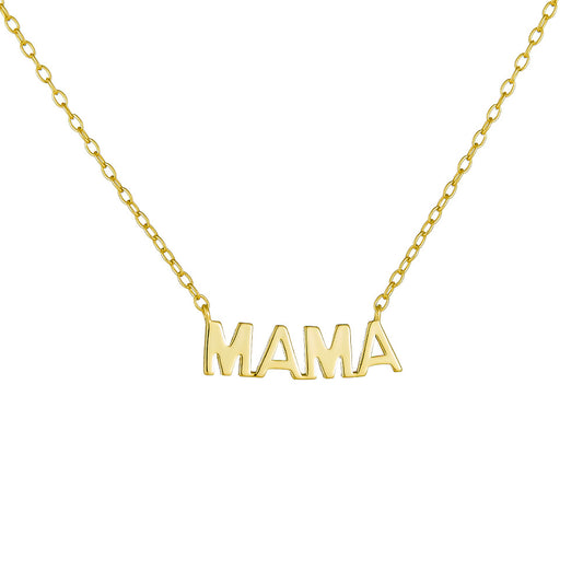 S925 Sterling Silver Plated 14k Glossy Mama Letter Pendant Mother'S Day Necklace Wind