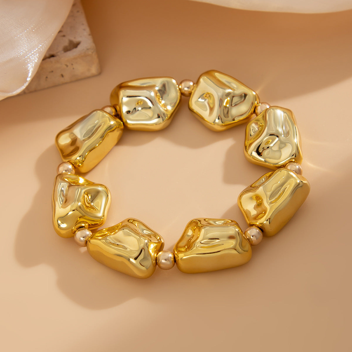 Planderful Statement Beaded Bracelet for Women Bold Geometric Irregular Beads Chic European Style