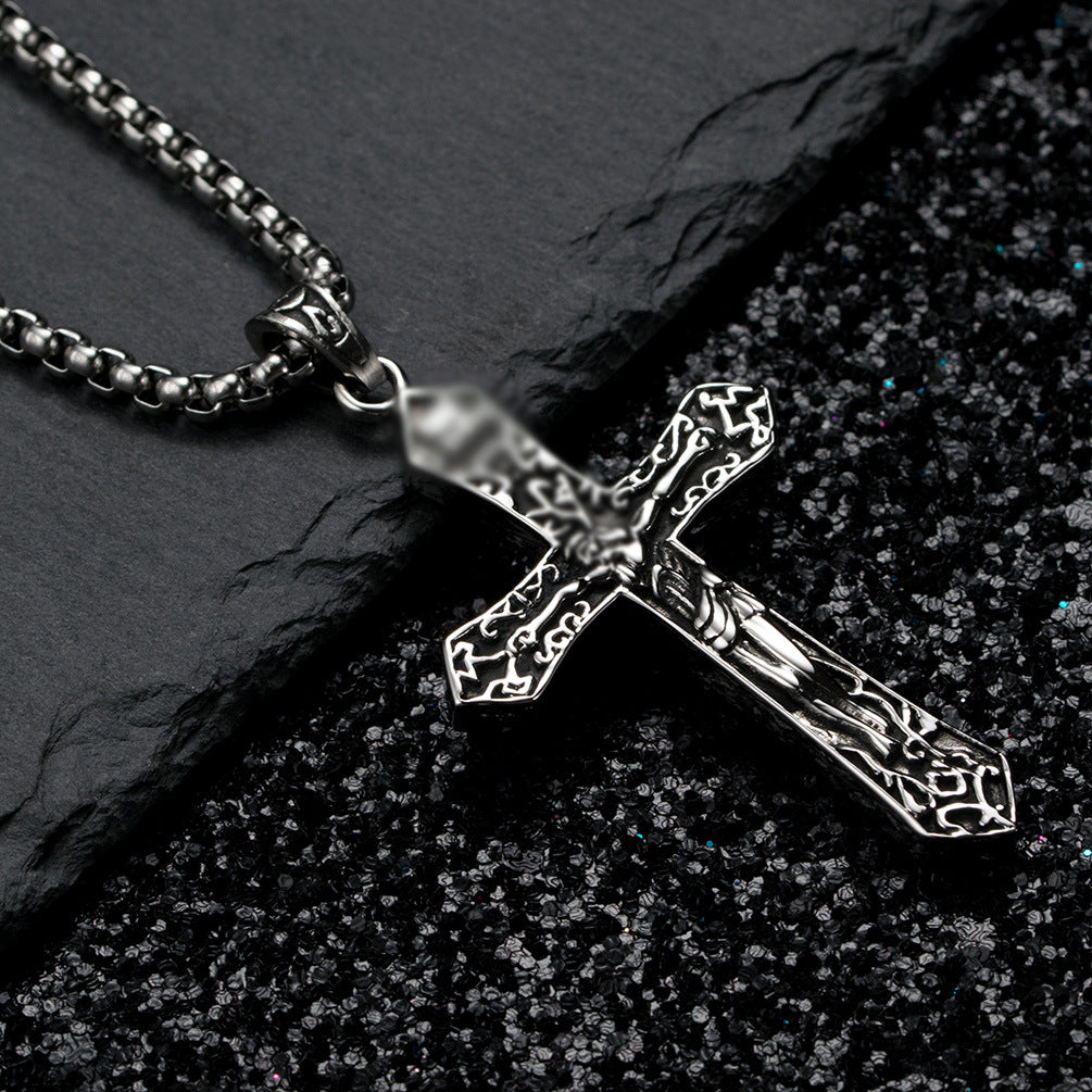 Elegant Retro Titanium Steel Cross Hipster Necklace for Men