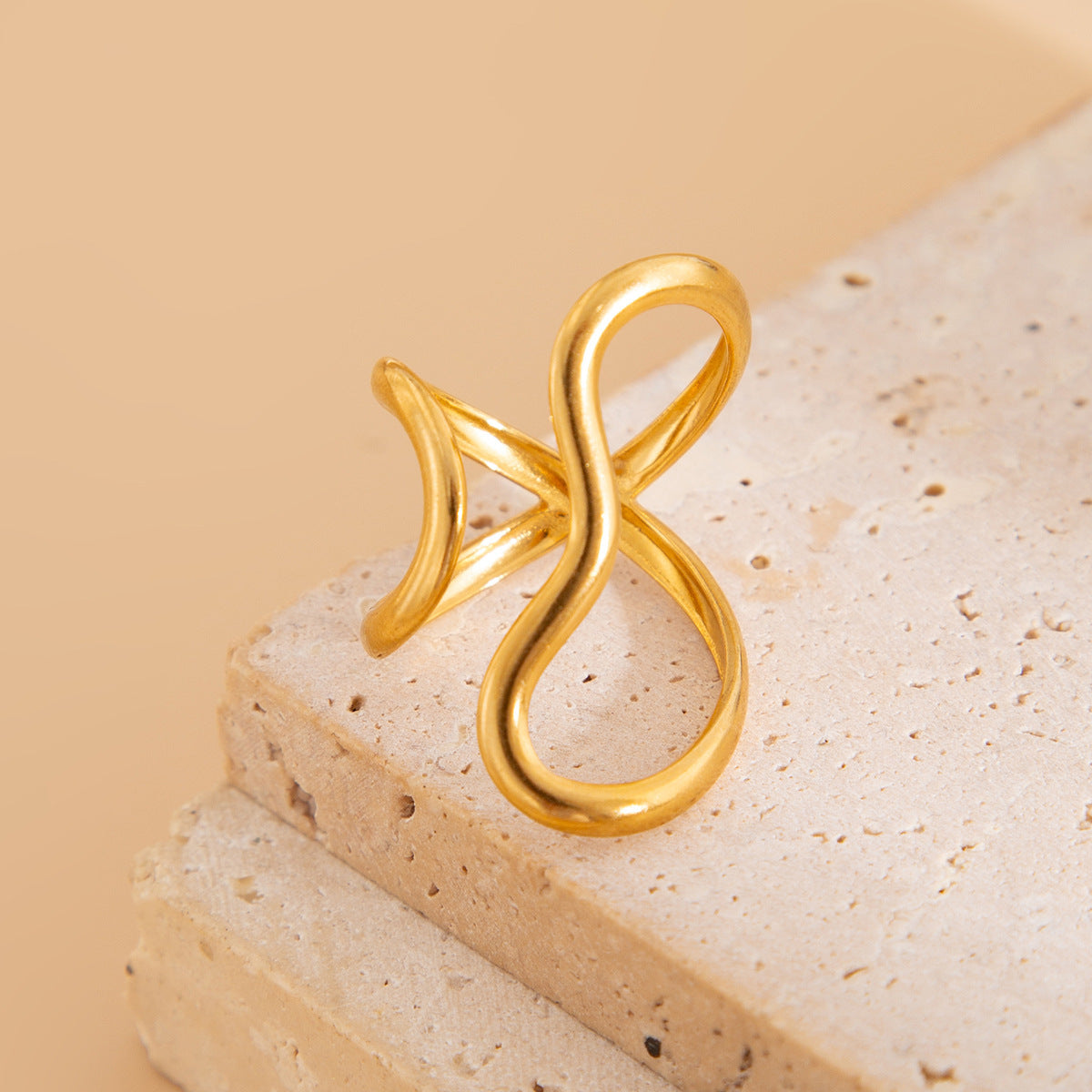 Geometric Ring By Planderful Vienna Verve Unisex Modern Jewelry With Irregular Cross Opening Design