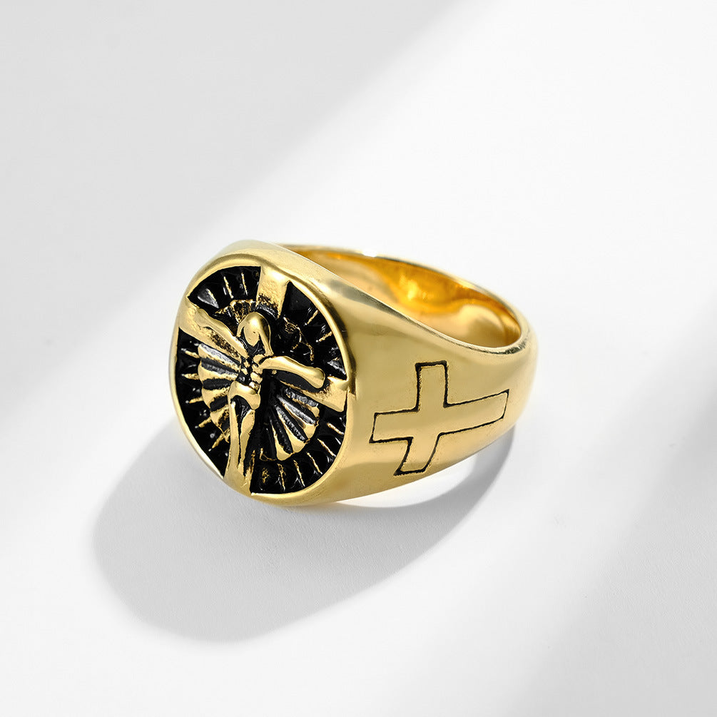 Stainless Steel Cross Men's Ring