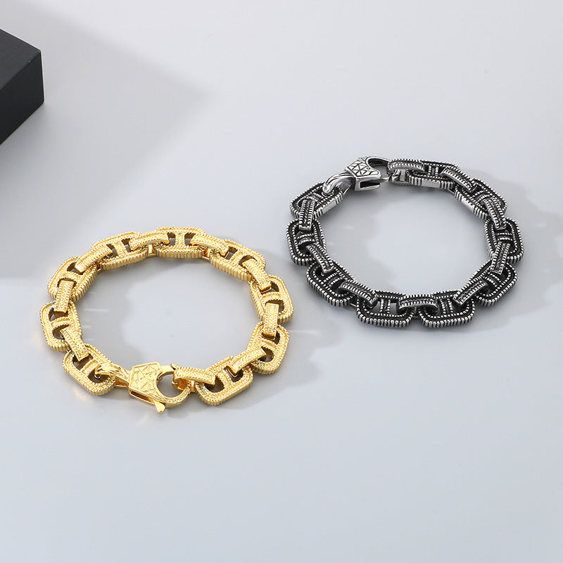 Planderful 12mm Chain Stainless Mens Punk Bracelet Bold