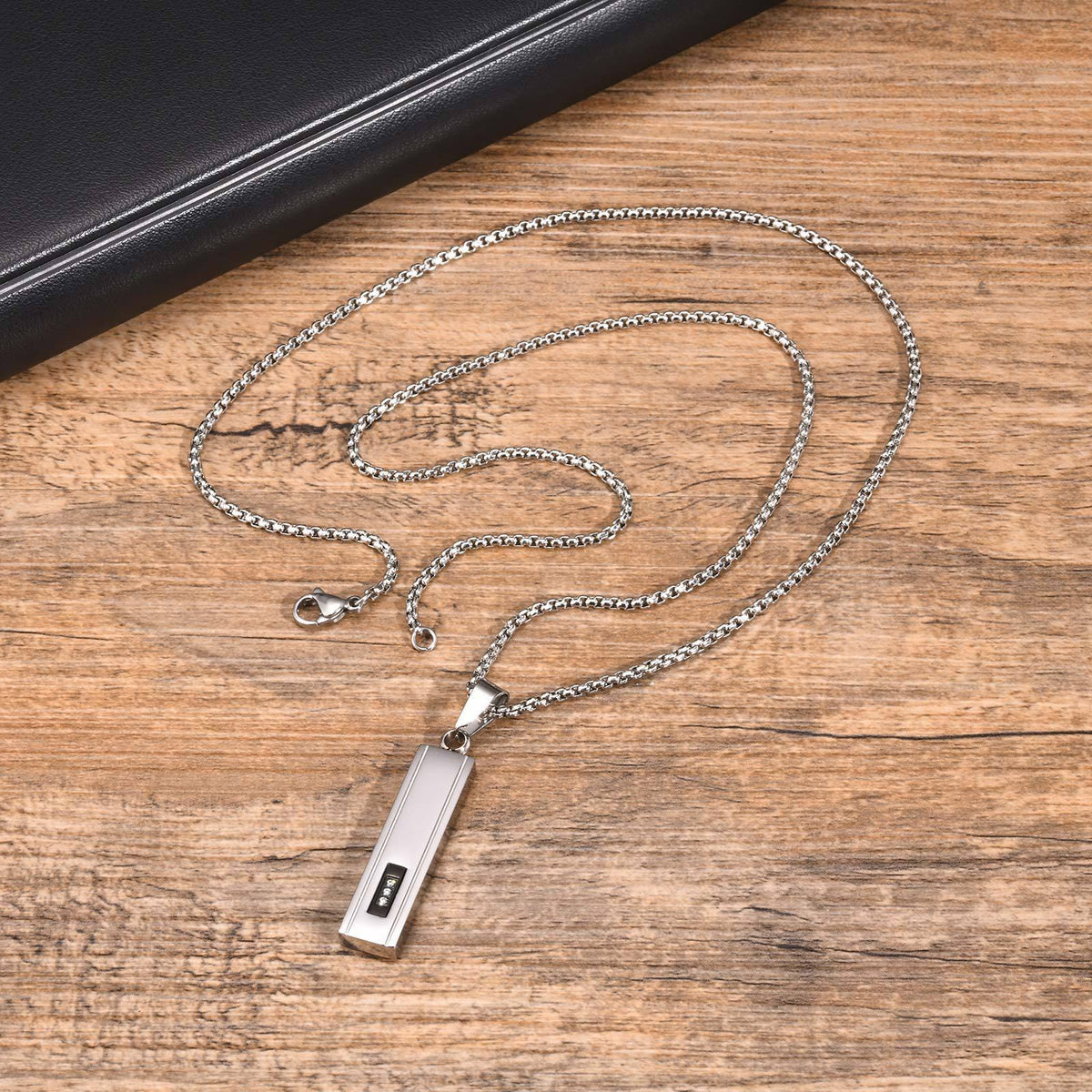 Zircon Geometric Stainless Steel Necklace for Men