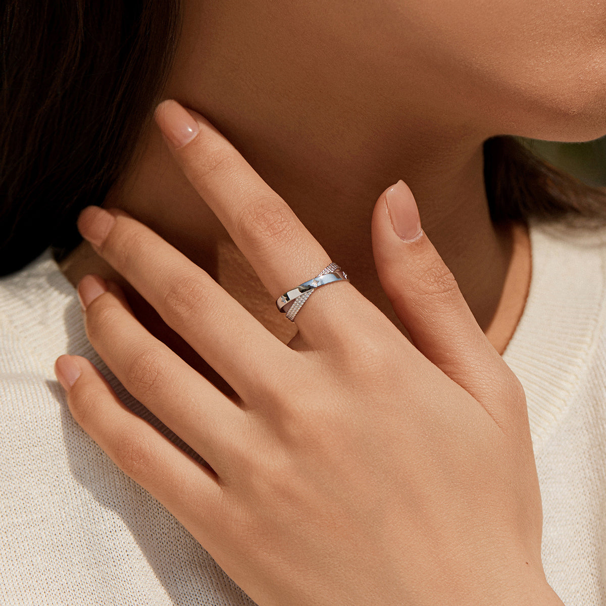 925 Sterling Silver Cross Star Ring