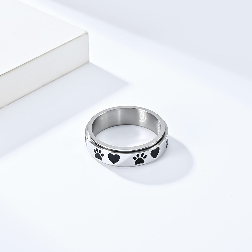 Cross-Border Neutral Wind Cute Puppy Palm Print Ring Jewelry