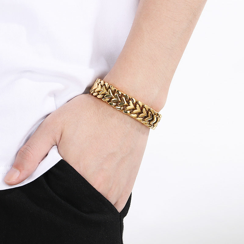 Fashion Heart Shaped Mens Bracelet Stainless Steel Jewelry