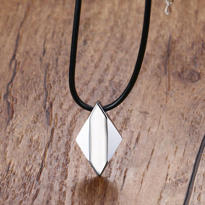 Simple Tungsten Pendant Men's Tungsten Steel Pendant Rhombus Smooth Surface for Men