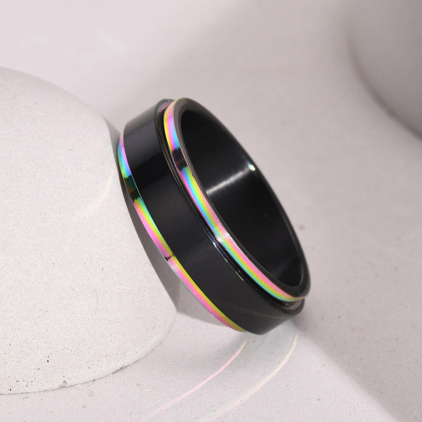 Foreign Trade Jewelry Stainless Steel Black Rotatable Ring