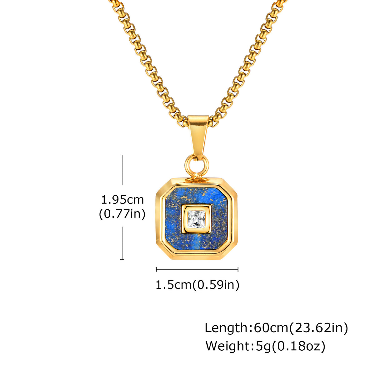 Lapis Lazuli Zircon Stainless Steel Necklace for Men