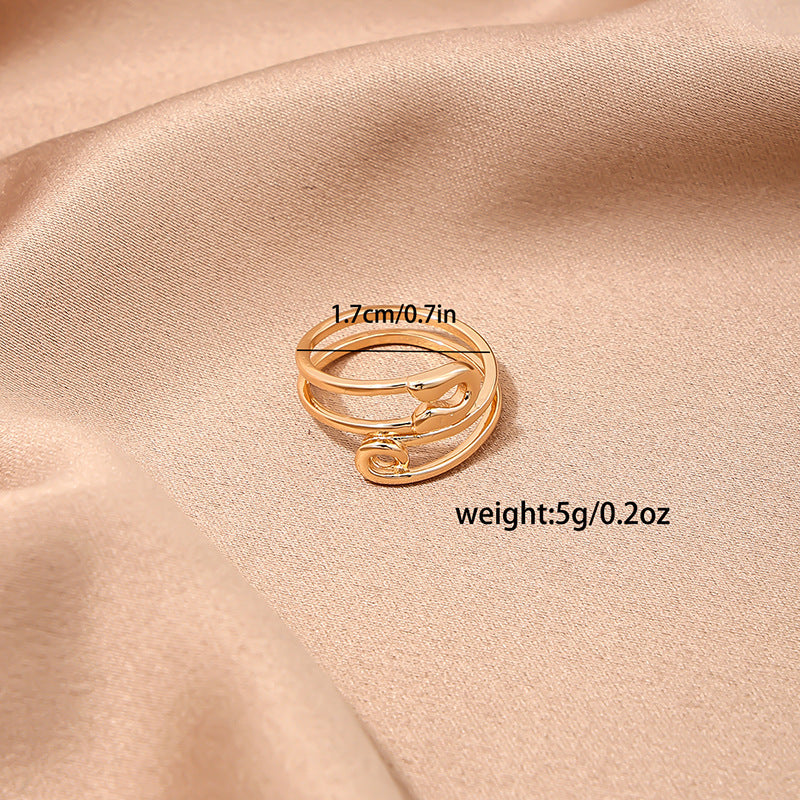 Wholesale Hollow Metal Ring with Unique Paper Clip Design for Women