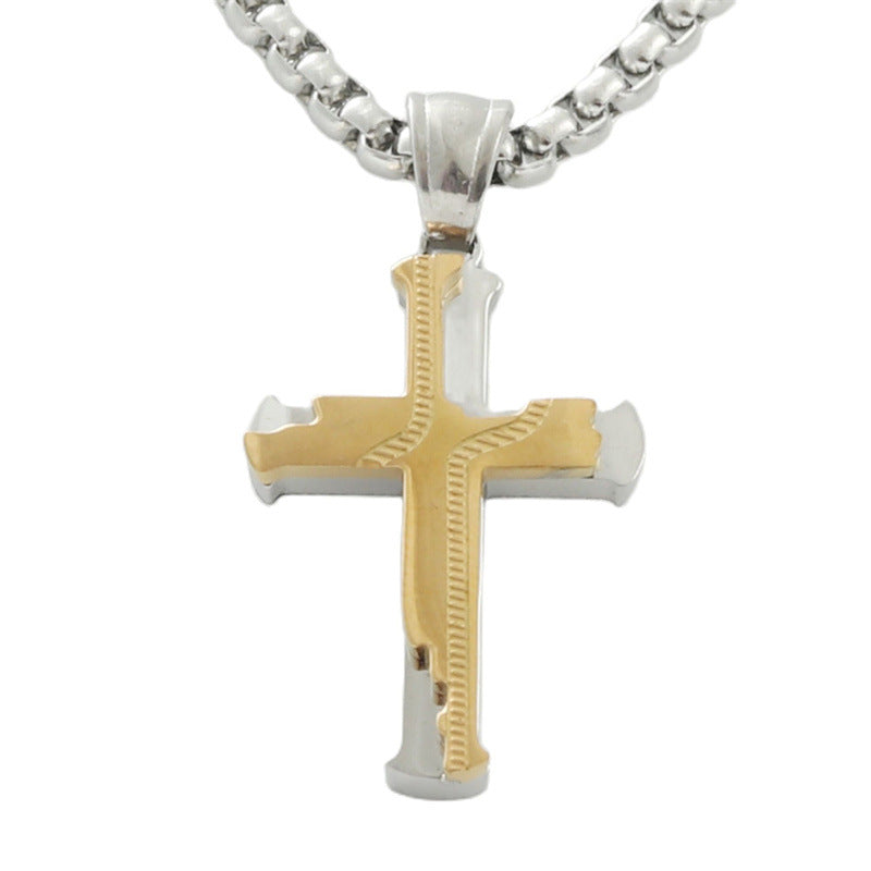 Trendy Personalized Retro Titanium Steel Cross Pendant Necklace for Men