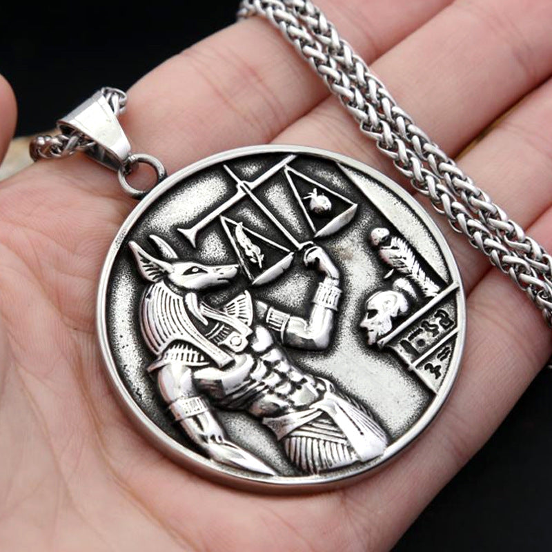 Egyptian Anubis Stainless Steel Men's Pendant Necklace