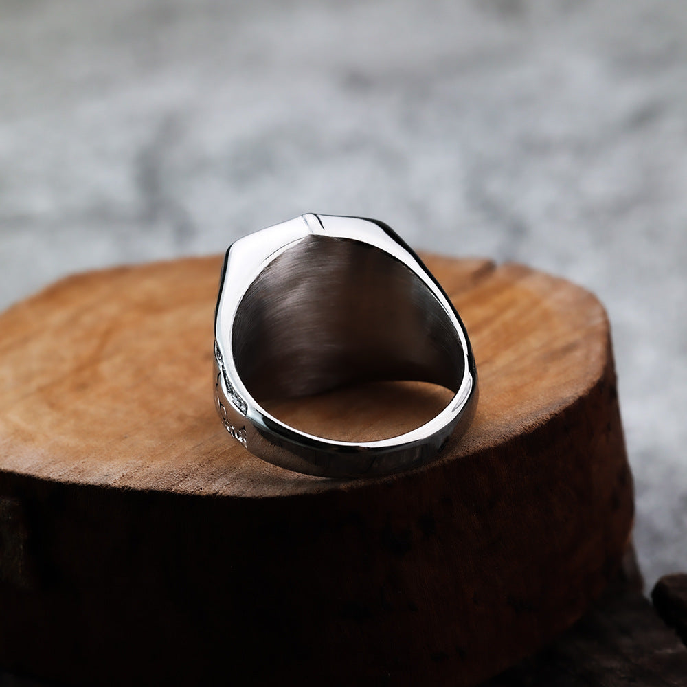 European And American Style Iron Cross Hexagram Men's Ring