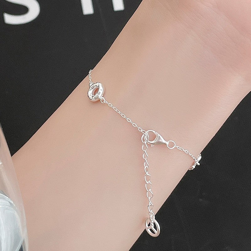 S925 Sterling Silver Croissant Love Bracelet Women's Fashion