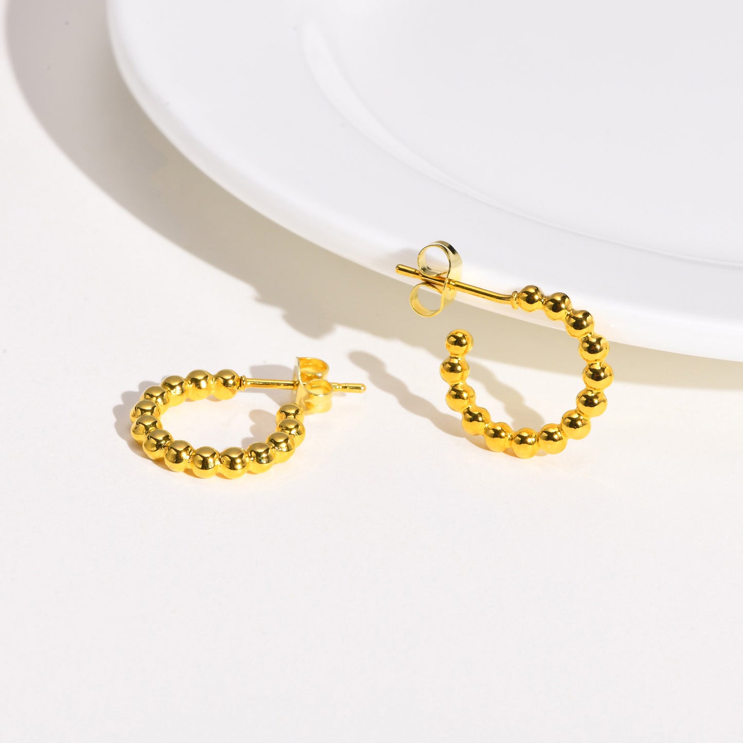 Jewelry Stainless Steel Beads C-Earrings Gold Ladies Style