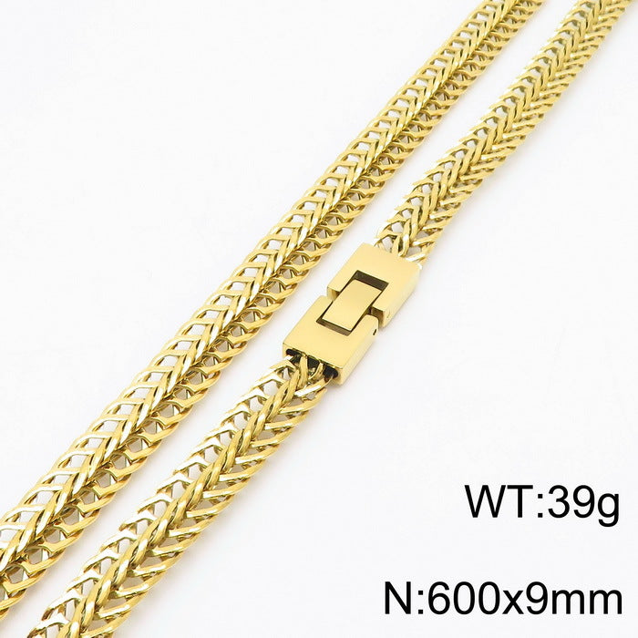 Tide Brand Keel Snake Bone Chain Hiphop Rock Cool 9mm Buckle Sweater Chain Necklace