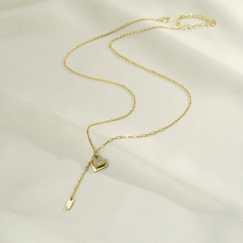 Korean Version Ins Cold Wind 925 Silver Double Love Necklace