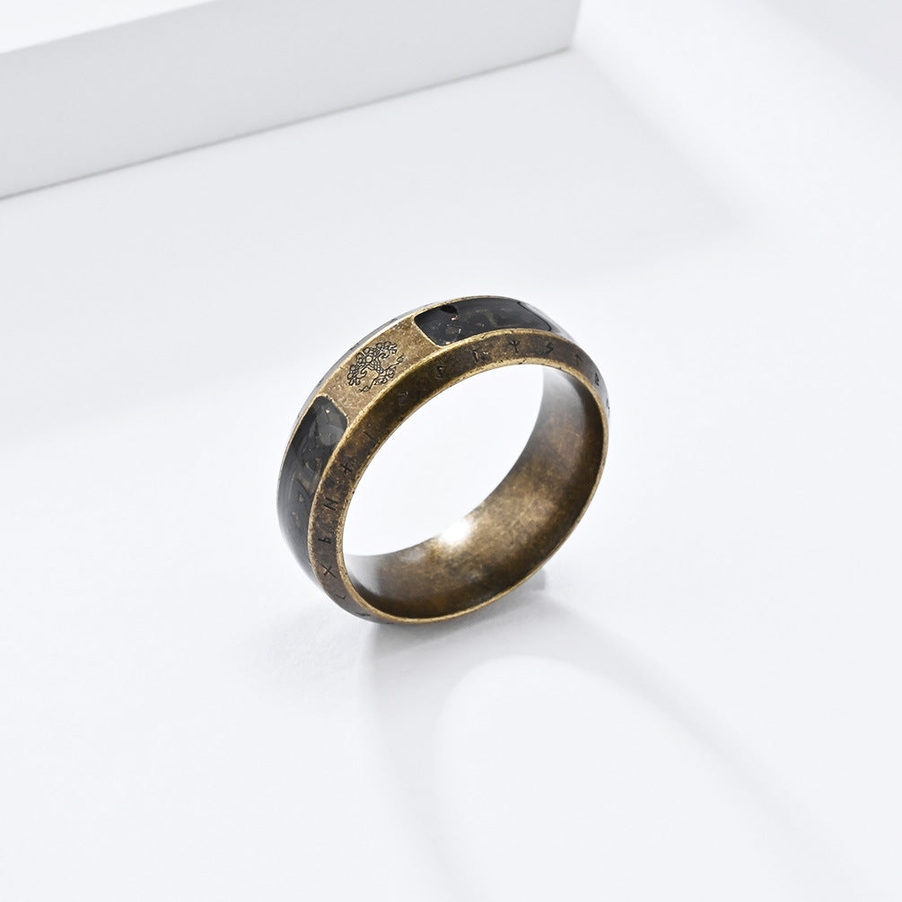 Cross-Border Retro Nordic Viking Stainless Steel Ring for Men