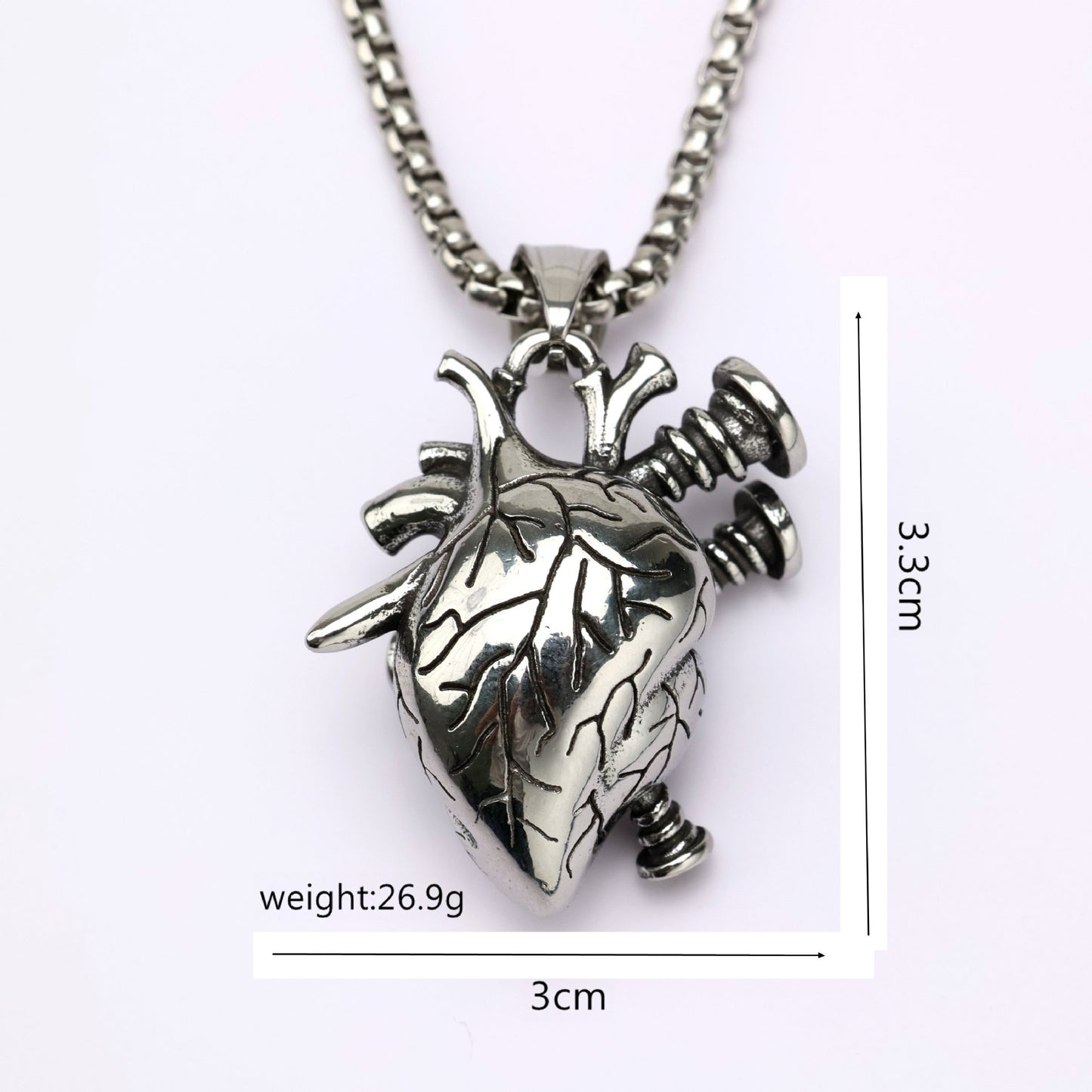 Planderful Personalized Titanium Steel Punk Heart Pendant For Men Retro Screw Design