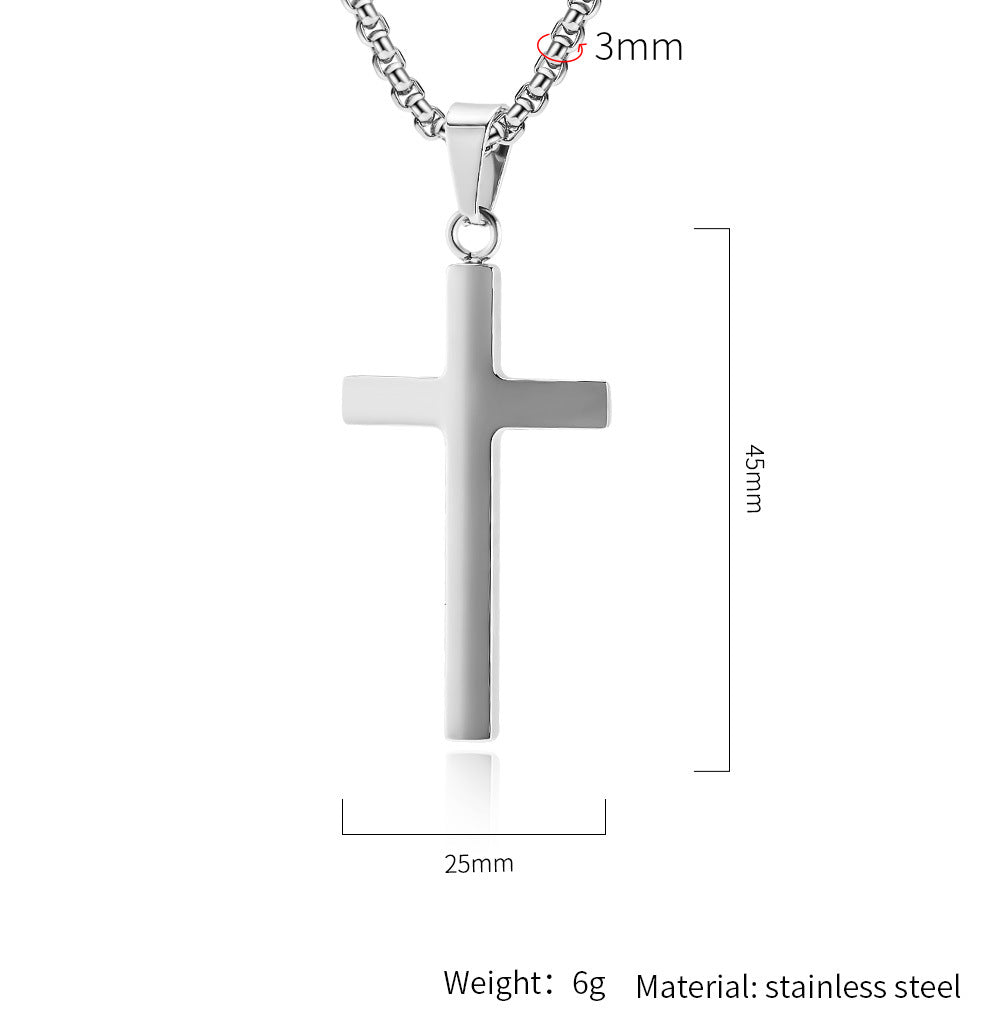 Planderful Titanium Steel Cross Necklace Bevel Geometric Pendant Bold Unisex Everyday Genie Collection